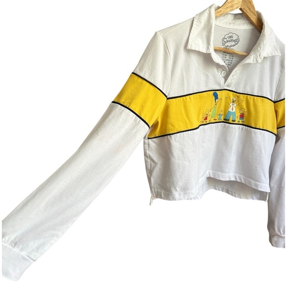 White and Yellow The Simpsons Long Sleeve Cropped Shitt - Picture 2 of 7